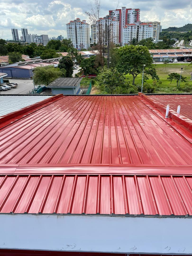 Red metal corrugated roof