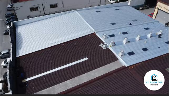 Large commercial metal roof