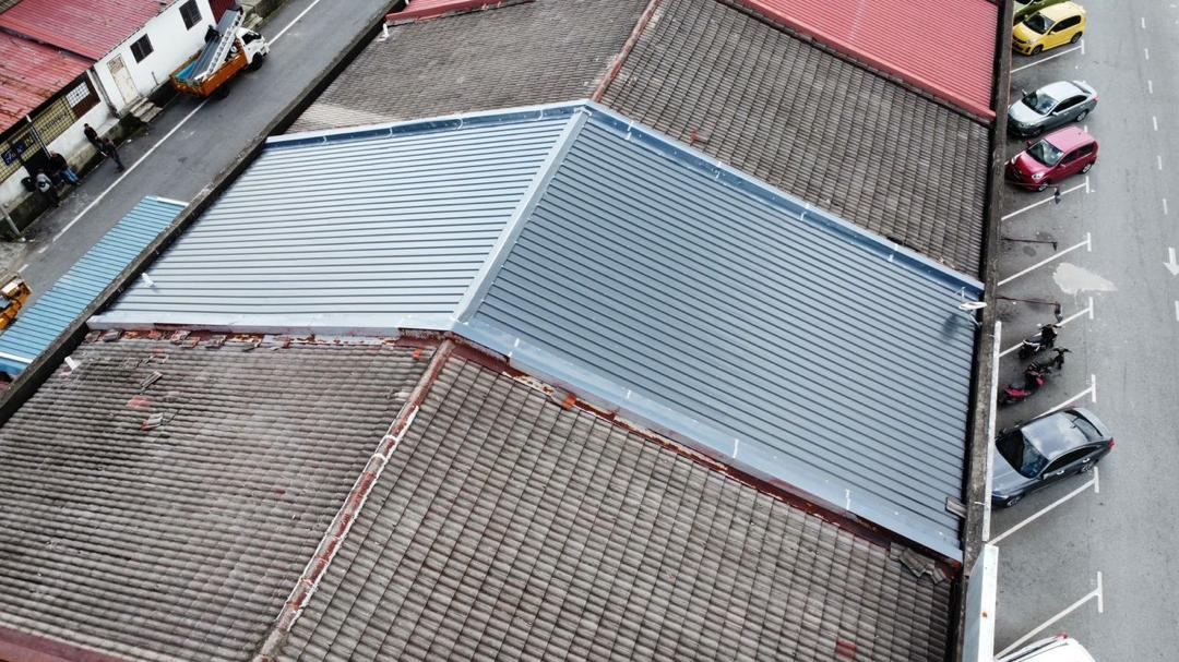 Aerial roof renovation project